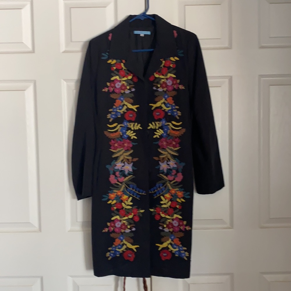 Johnny Was Silk Embroidered Coat XS